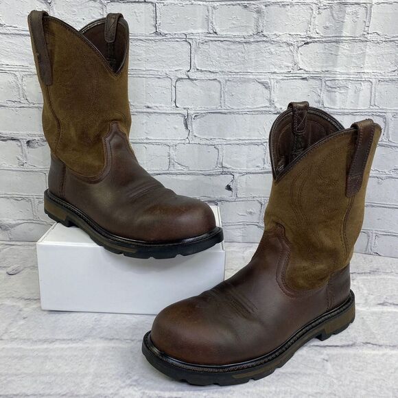 Ariat Groundbreaker Pull On Steel Toe 9 D Brown Round Toe 10014241 Work Boots - Picture 3 of 14